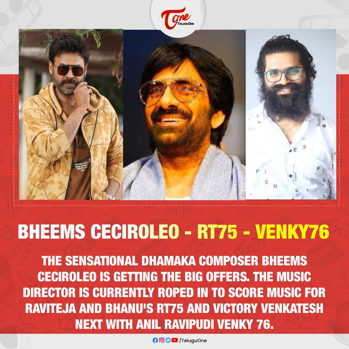 #Venky76 - #RT75 - #BheemsCeciroleo 

#Raviteja #Venkatesh #Dhamaka #AnilRavipudi #BhanuBogavarapu