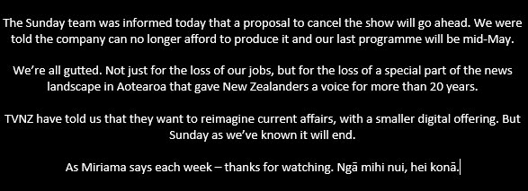 What an extraordinary privilege to have been a <a href="/SundayTVNZ/">Sunday</a> reporter. Heartfelt thanks to everyone who jumped on for the ride.