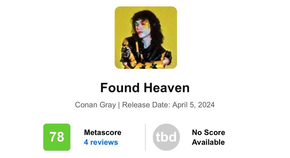 “Found Heaven” entrou para o Metacritic com a nota 78 baseado em 4 avaliações