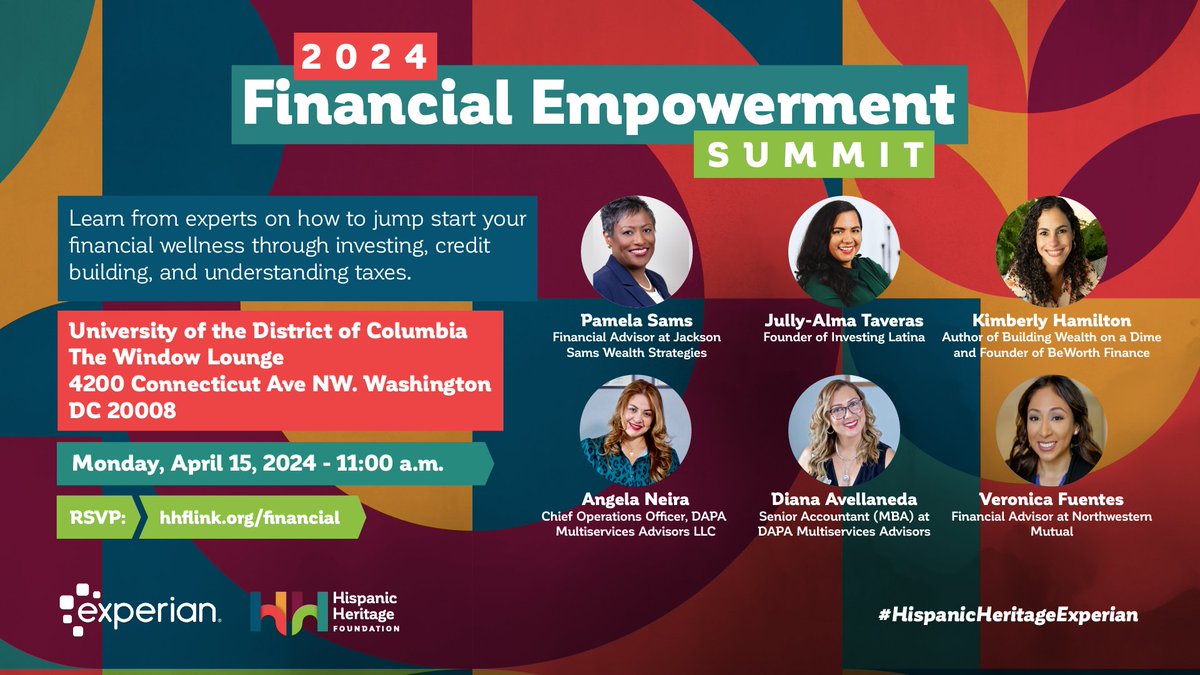 Calling Latino students and young professionals in Washington DC! Please register no later than 4/12th - hhflink.org/financial #HispanicHeritageExperian #FinancialLiteracyMonth @Experian_US