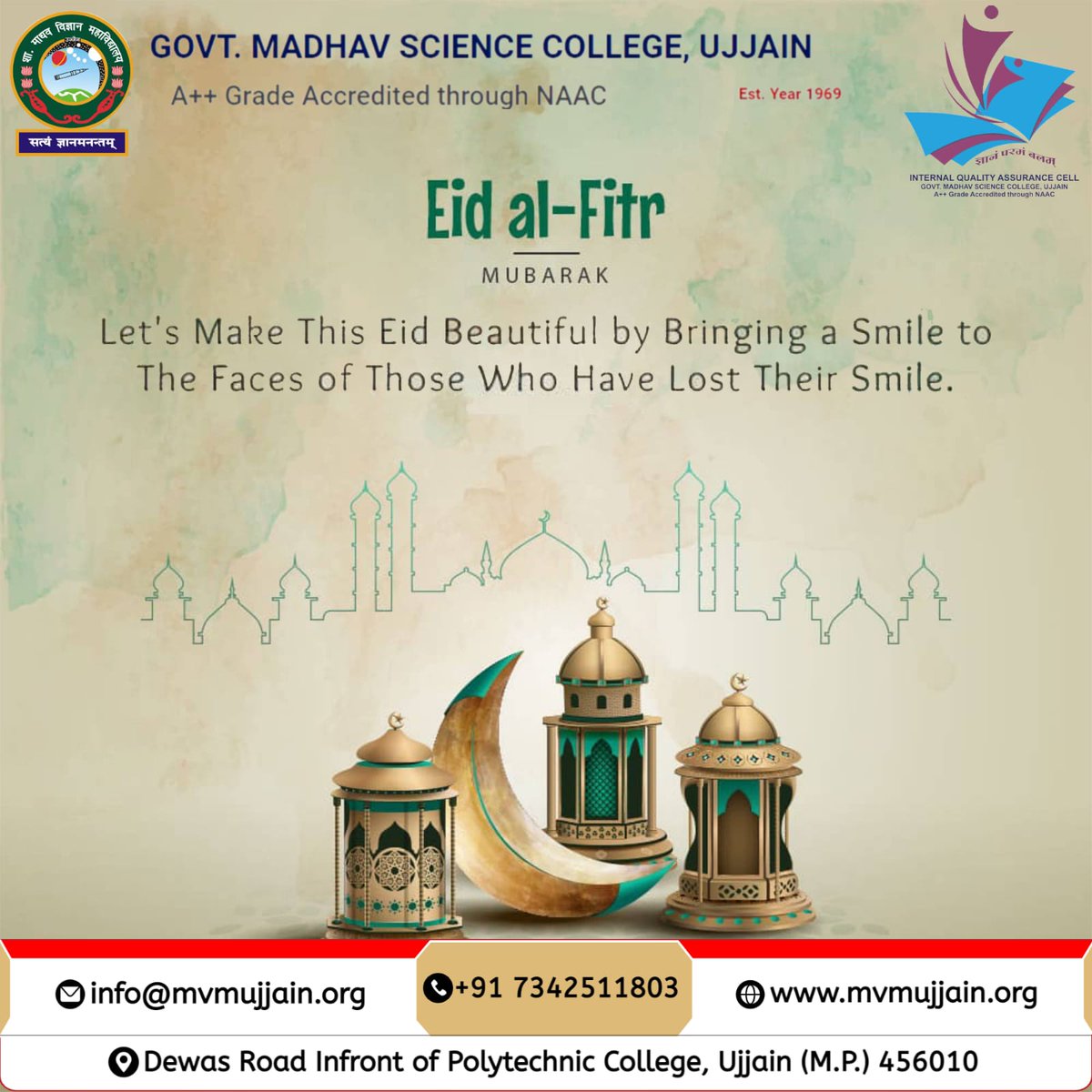 Greetings from Govt. Madhav Science College Ujjain  
 #EidMubarak #EidAlFitr #HappyEid #BlessedEid #EidCelebrations #EidJoy #EidFamilyTime #EidTraditions #EidFestivities #EidFood #EidShopping #EidPrayers #EidGifts #EidGreetings #EidLove #EidHappiness #EidSpirit #EidReflection