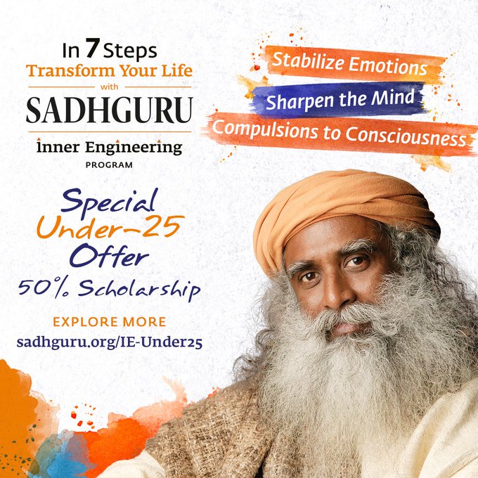 skmaaopune's tweet photo. @ishafoundation #InnerEngineering #CrackTheCodeToLife #7StepsWithSadhguru Yogic systems have always said that if you are willing to do certain processes with the right intensity and focus, we can rewire your brain completely in just 24 hours’ time, so that you think, feel and act differently.🙏 https://t.co/NrcKHsMG2P