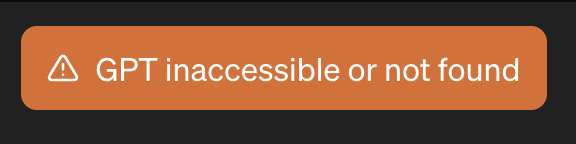 fzignite's tweet photo. Another annoying error message from #ChatGPT! #OpenAI, Why should we lose access to our own #GPTs from time to time? https://t.co/2KnTTjg3we