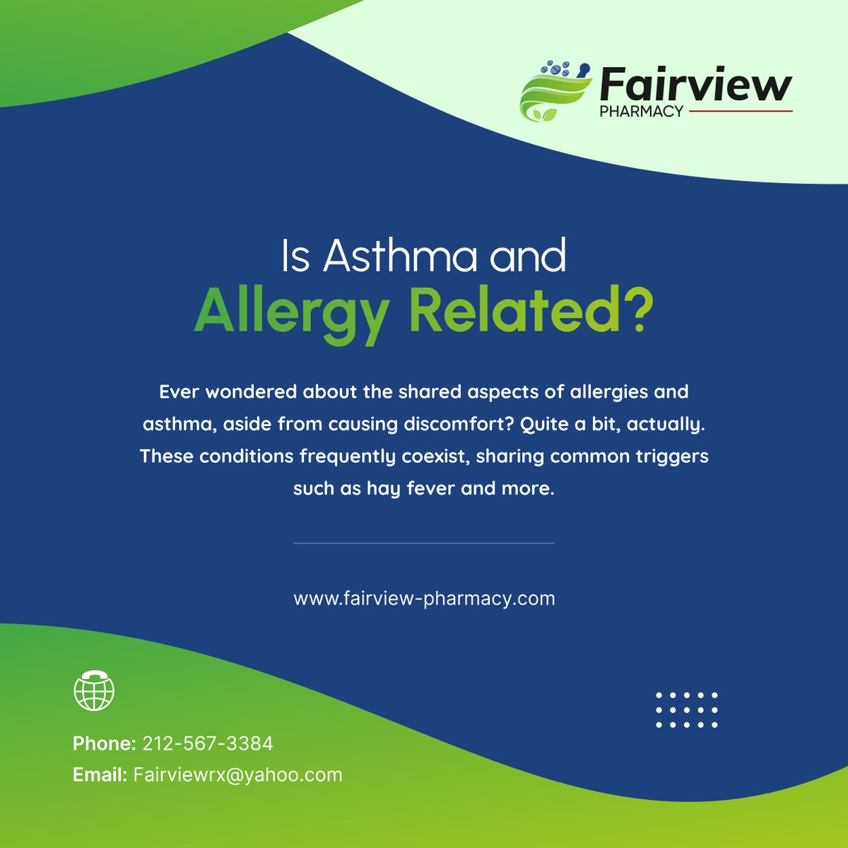 Dive into the quirky world of respiratory woes and discover if these two troublemakers are indeed best buds or just occasional frenemies. Unveil the surprising connections in the allergy-asthma bromance! Visit Fairview Pharmacy today. 

#AsthmaEducation #AllergyAwareness