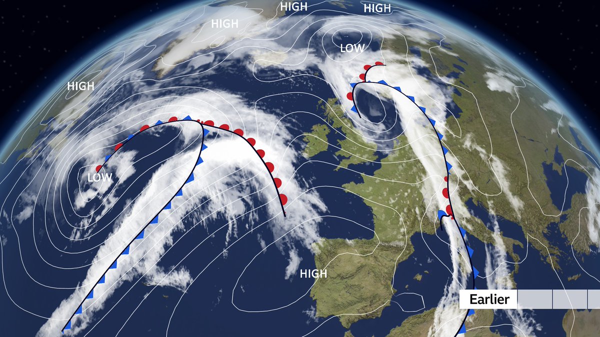 It's a chilly but mostly dry start for many as yesterday's low pressure has been replaced by a transient ridge of high pressure... but the next area of low pressure in the Atlantic is already bringing rain into parts of the west. Today will be milder than yesterday @BBCBreakfast