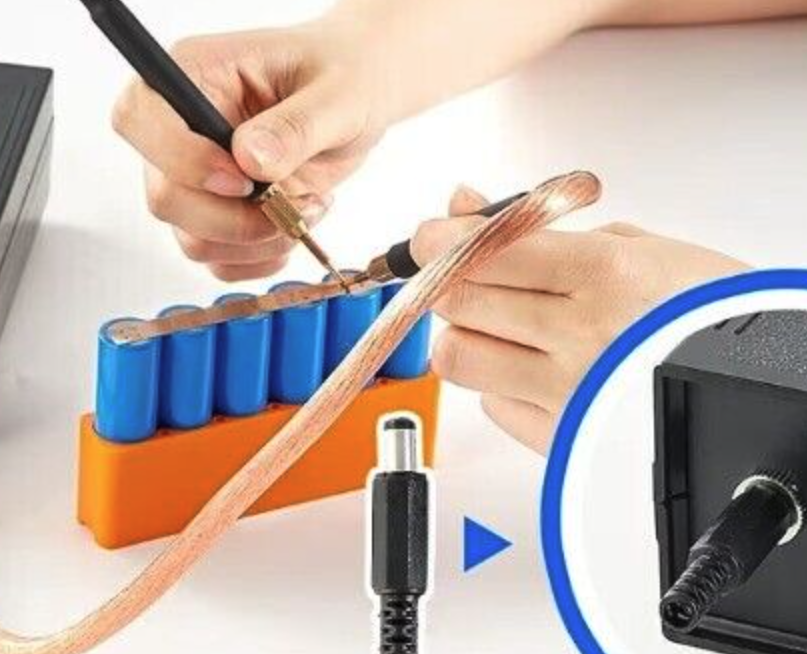 ImagesFail's tweet photo. Really really high current DC barrel jacks are a thing, and an ideal connector for spot welding. https://t.co/J1ME0tdN03