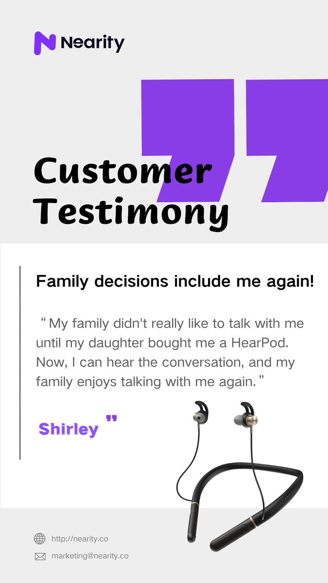 NearityOfficial's tweet photo. 🌟Hear it from our happy customer of Nearity HearPod Air! 
 #CustomerReview #HearingAids #Lifechanging https://t.co/wENx2zrPcl