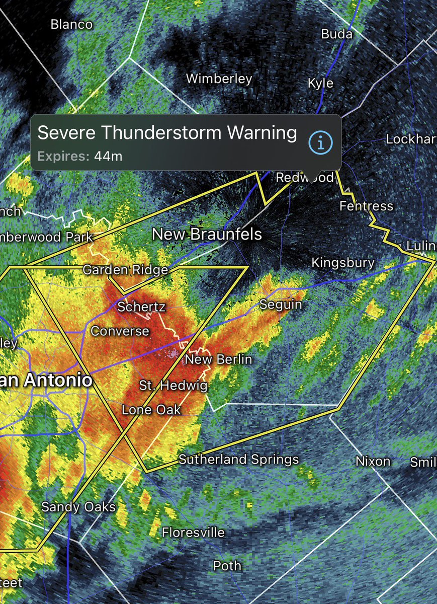 11 pm Tuesday: New Severe Thunderstorm Warning now out for eastern Bexar, Guadalupe, southern Comal and far northern Wilson counties through 11:45 pm 60 mph wind gusts along with pockets of quarter size hail possible, tracking northeast at 30 mph
