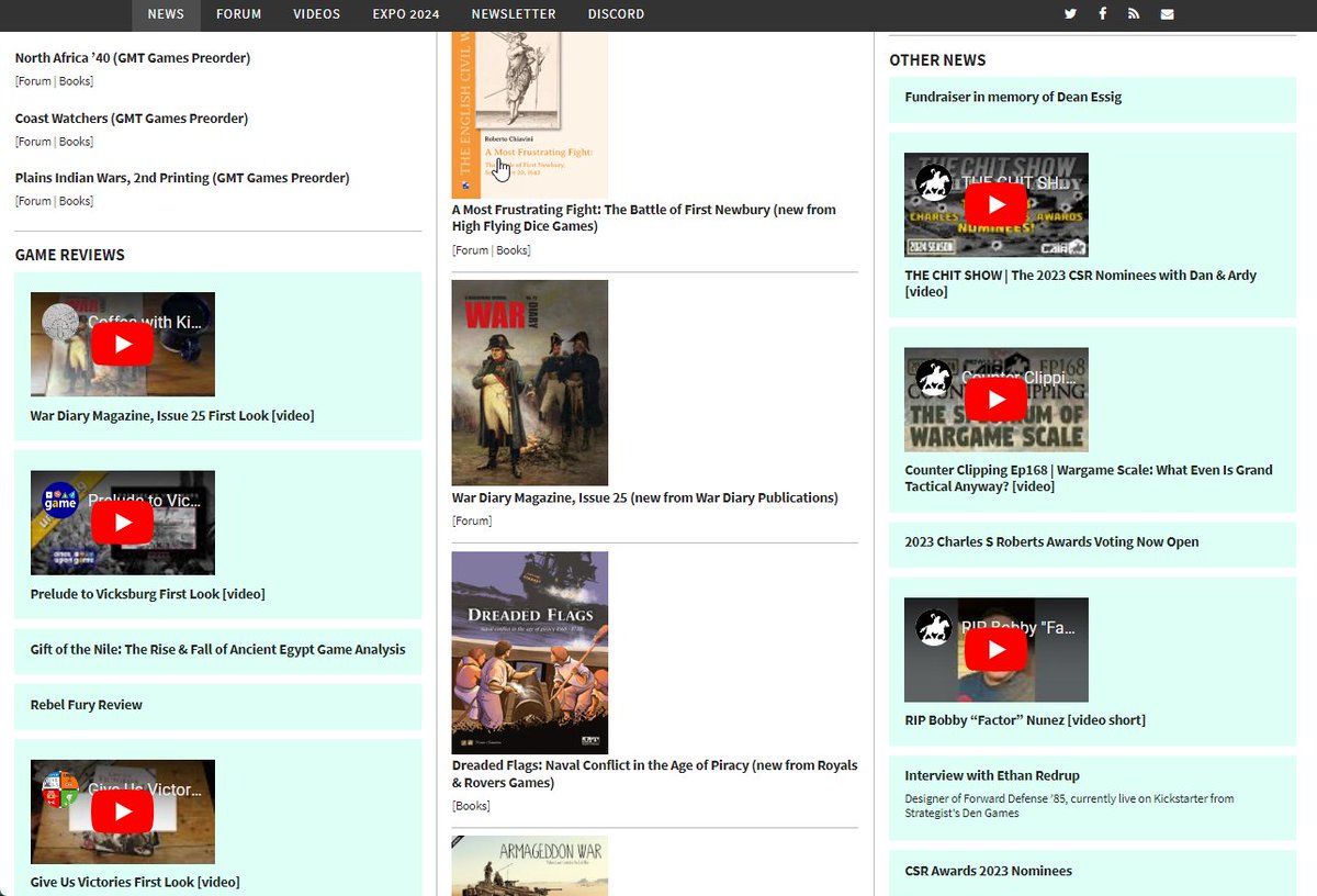 Read the latest news. 22 news items posted on 9 April. consimworld.com

CSW Expo 2024 Registration is now LIVE! expo.consimworld.com

And don't miss our video feed curated from 35 YouTube channels covering consim gaming! consimworld.com/videofeed/ #consimworld