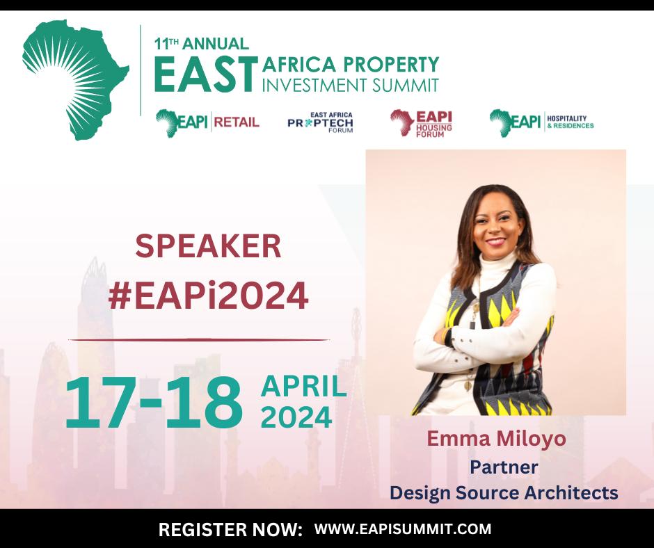 EmmaMiloyo's tweet photo. Happy to speak again at the
11th Annual East African Property Investment (EAPI) Summit on 17 & 18 April in Nairobi alongside @gikonyo_gitonga
Looking forward to insightful discussions on #Urban Transformation and networking @EAPISummit
#EAPI2024
#AfricanProperty https://t.co/VhyEElCFDP