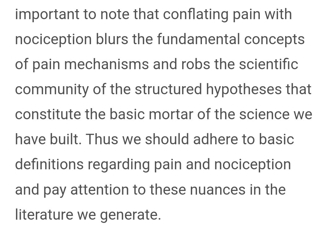 @realBockmann I do agree with Dr Anand that's there's a lot of conceptual sloppiness between nociception and pain. 
Others have noted the same. 
sciencedirect.com/science/articl…
jpain.org/article/S1526-…