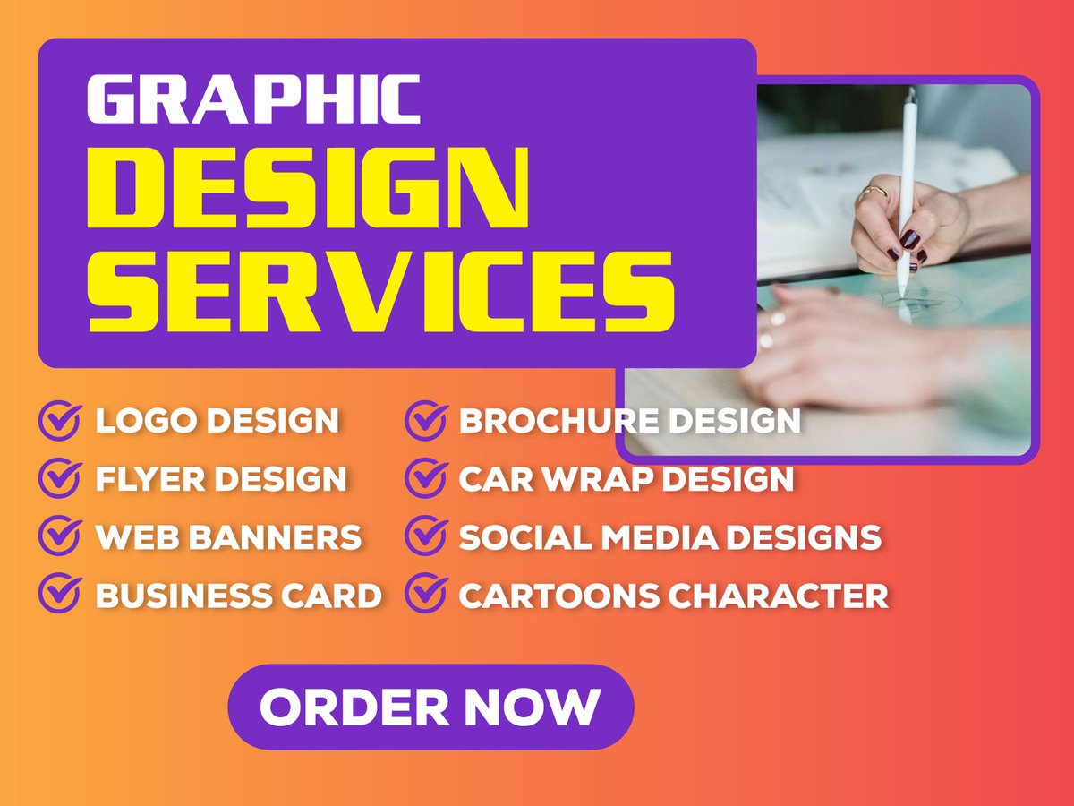 I offer the following Graphic Design Services: ✅ Flyer Design ✅ Web Banners ✅ Business Card ✅ Brochure Design ✅ Banner Design ✅ Social Media Designs ✅Cartoons character