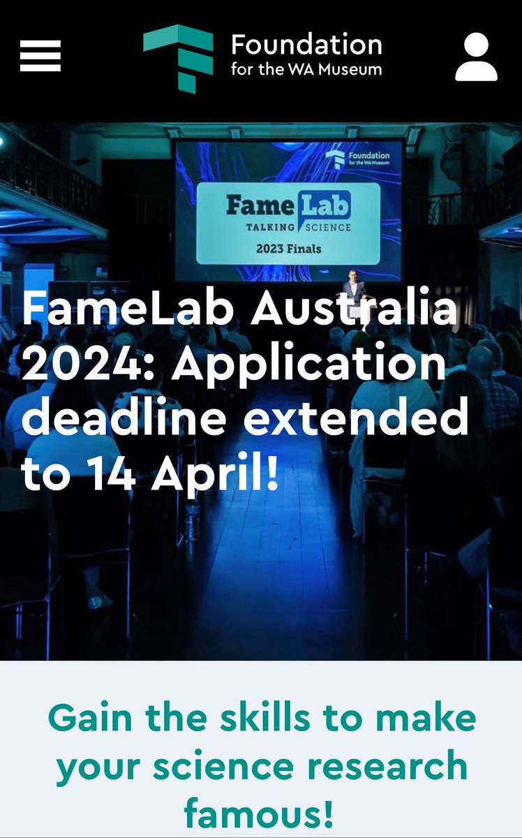 The 2024 @FameLab science communication training program and competition is open for applications for #PhDs and #postdocs. fwam.com.au/the-foundation… to enter just make a 3 minute video of your work. Deadline is 14 April.  Good luck!. #ozchem #emcr #science