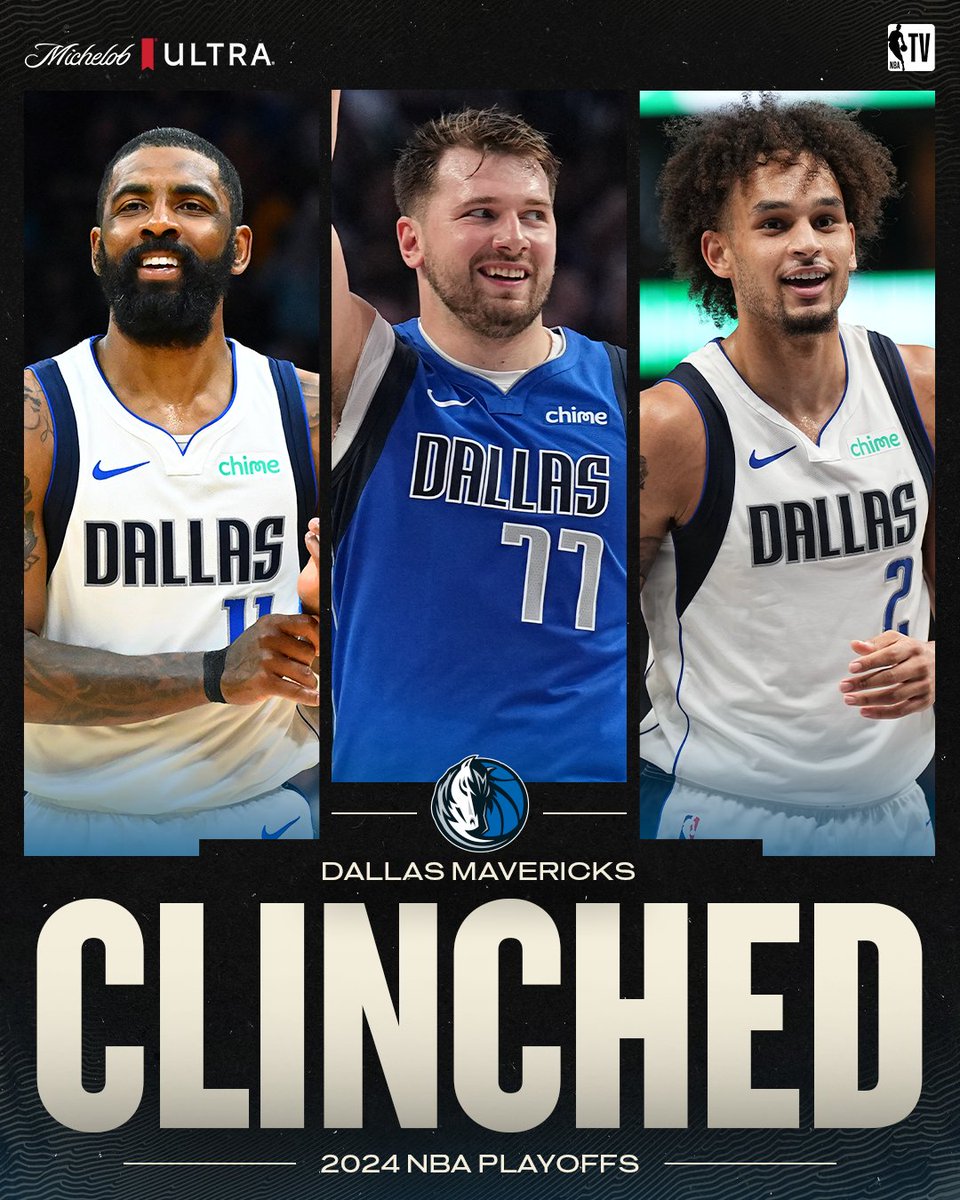 POSTSEASON HOOPS IN DALLAS 🔥 With their win tonight, the @dallasmavs have officially clinched a spot in the 2024 NBA Playoffs!