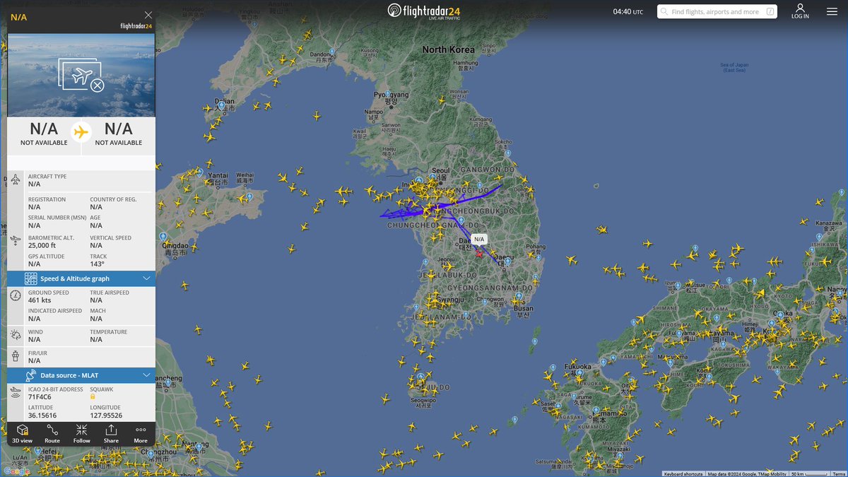 Apr. 10, 2024
#Gimhae Air Base, Busan #Central Area of the Korean Peninsula 

#NoCALLSIGN #71F4C6 ROKAF E-737 AEW&C