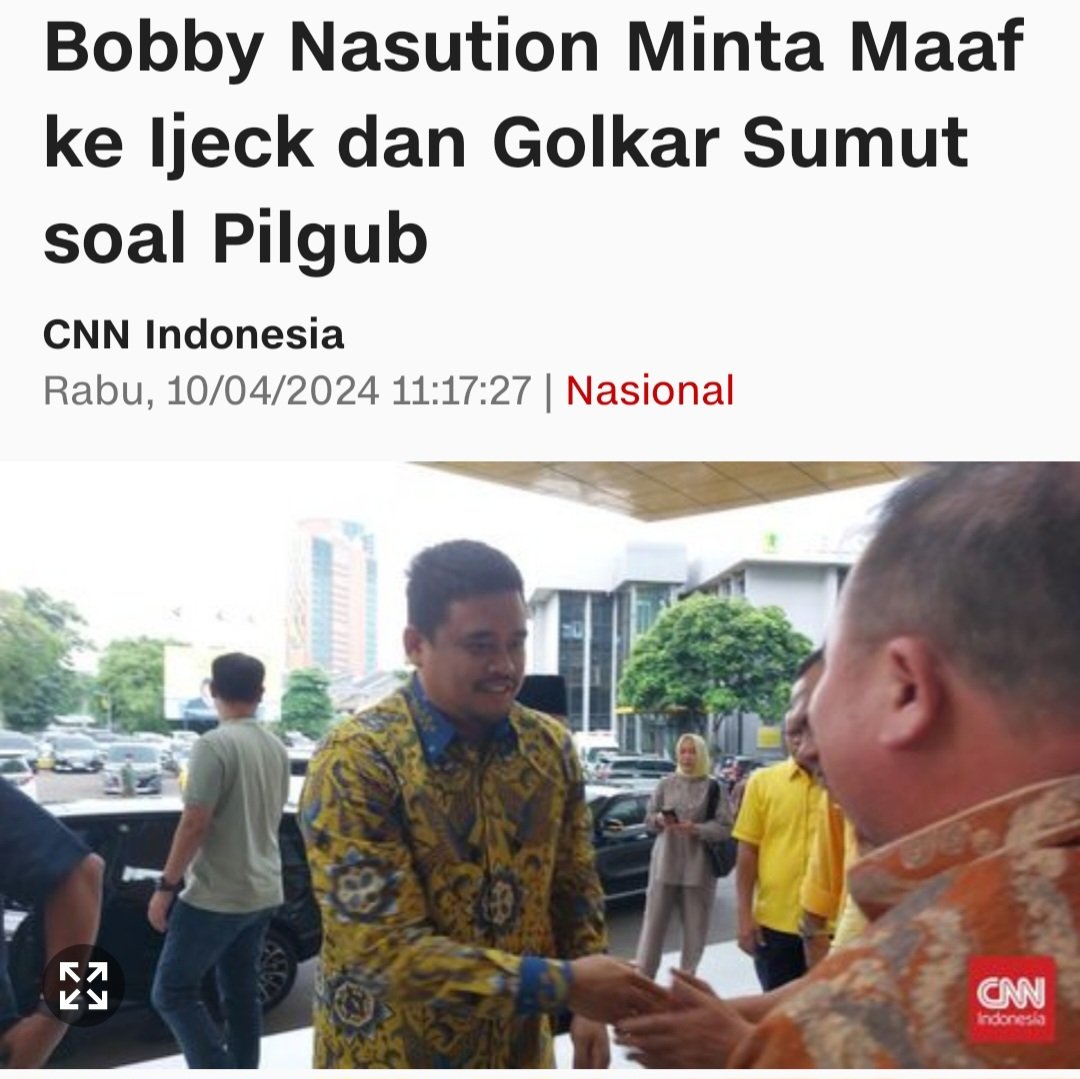 Kelakuan Jokowi mulai diikuti Anak Mantunya. Di PDIP, Jokowi ingin melengserkan Bu Mega Bobby agak laen lagi, melengserkan hak Cagub Sumut dari Ketua DPD Golkar Sumut, Musa Rajekshah Mertua kencing berdiri, menantu kencing berlari. Omongkosong soal ETIKA dan ADAB