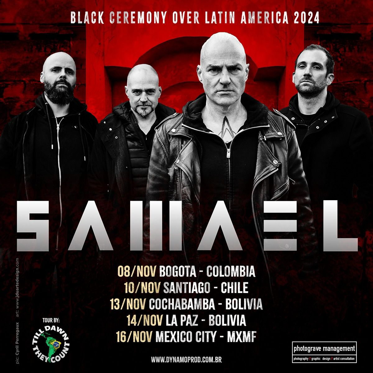 Samael forces of Latin America !

We are coming your way again, and we will visit Colombia, Chile, Bolivia and Mexico this time.

We will perform songs from « Ceremony of Opposites » and mark its 30th anniversary, as well as material through our career up to « Hegemony »