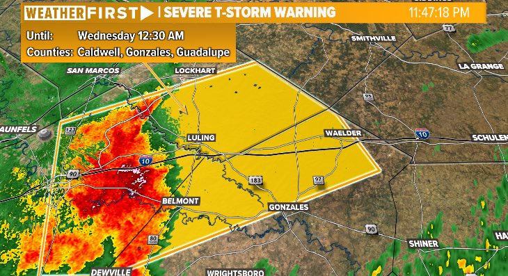 Severe Thunderstorm Warning now including Caldwell County until 12:30 AM Risks: 60 mph gusts and ping pong ball sized hail Moving NE at 40 mph