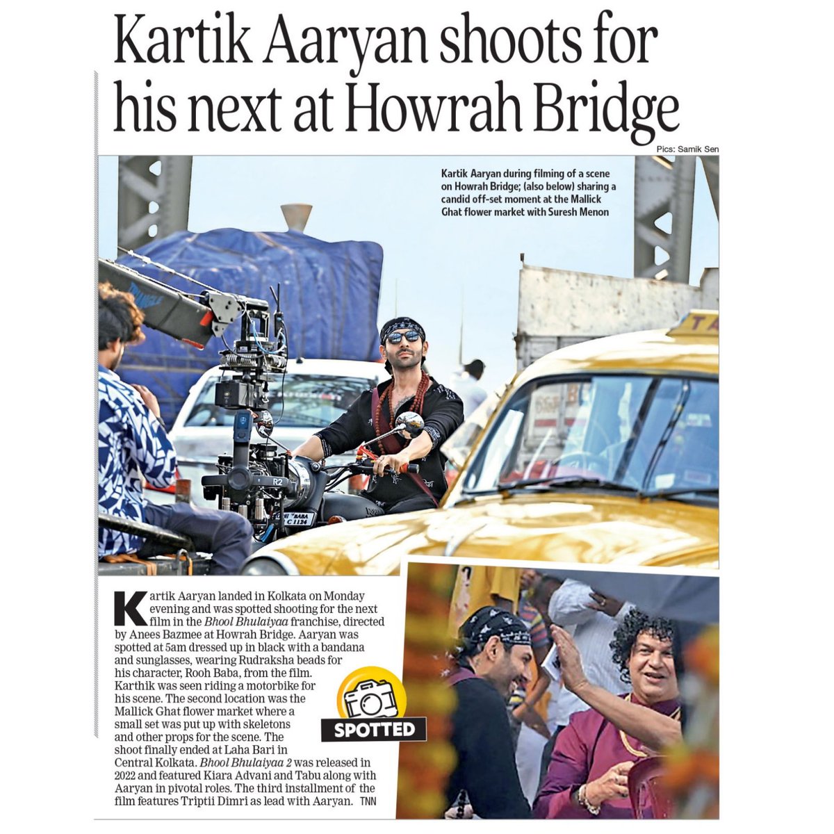 Kartik Aaryan shoots for his upcoming film Bhool Bhulaiyaa 3 at Howrah Bridge.

#kartikaaryan #bhoolbhulaiya3 #shooting #howrahbridge #calcuttatimes #spotted