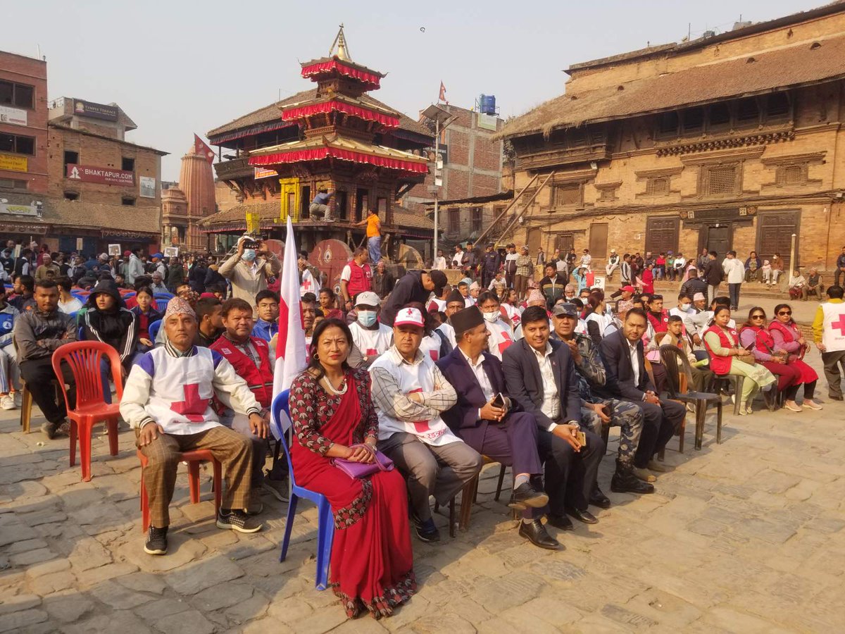 NRCS Bhaktapur District Chapter mobilized two first aid teams consisting of 10 members in each to provide FA services during Bisket Jatra-a 9 days long annual cultural celebration. Celebration takes place both day and night and many people get sick and wounded during the period.