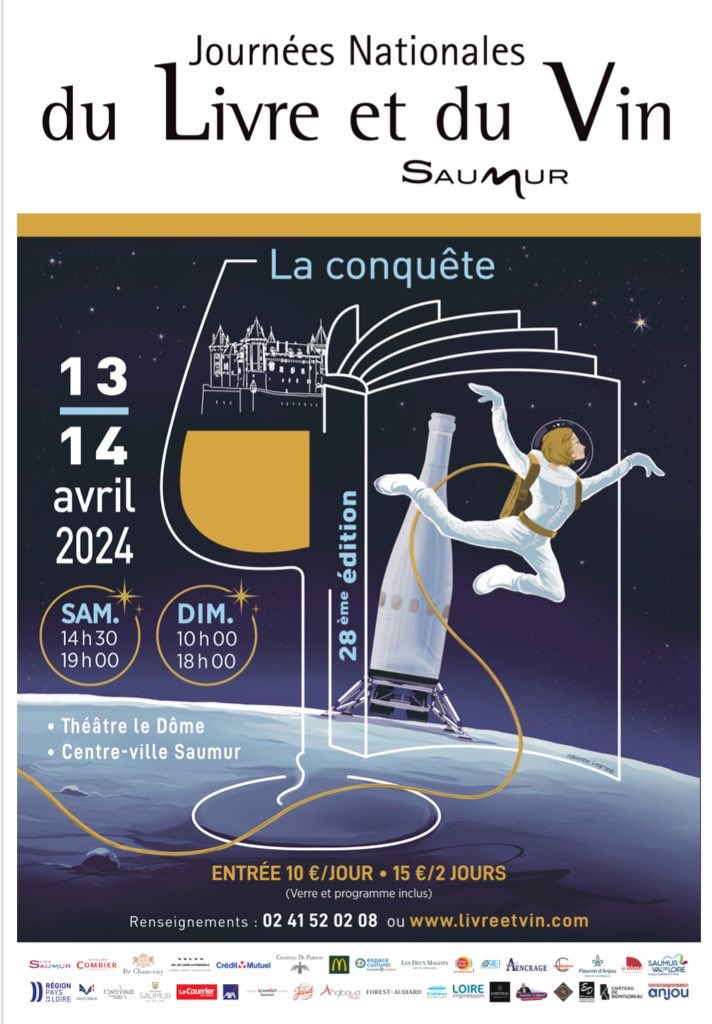 #Saumur @saumur_tourisme Ce weekend je serai en compagnie de représentants du monde littéraire et viticole (écrivains, critiques, vignerons, œnologues, sommeliers, etc.), et de personnalités du monde du spectacle, les 13 et 14 avril 2024 au cœur de la ville de Saumur, pour…