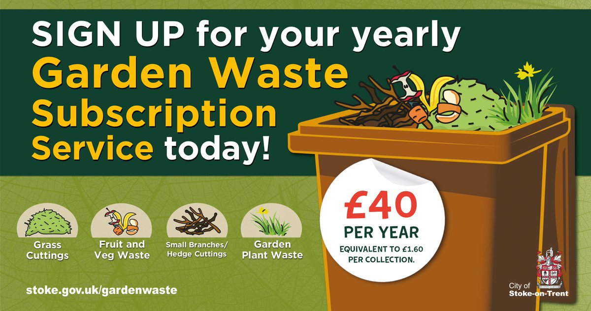 🌼Calling all green-fingered residents… 👉You can sign up to receive garden waste collection all year round and pay just £40. 📅Collections schedules are now live on - stoke.gov.uk/mybinday Go to stoke.gov.uk/gardenwaste and sign up today.