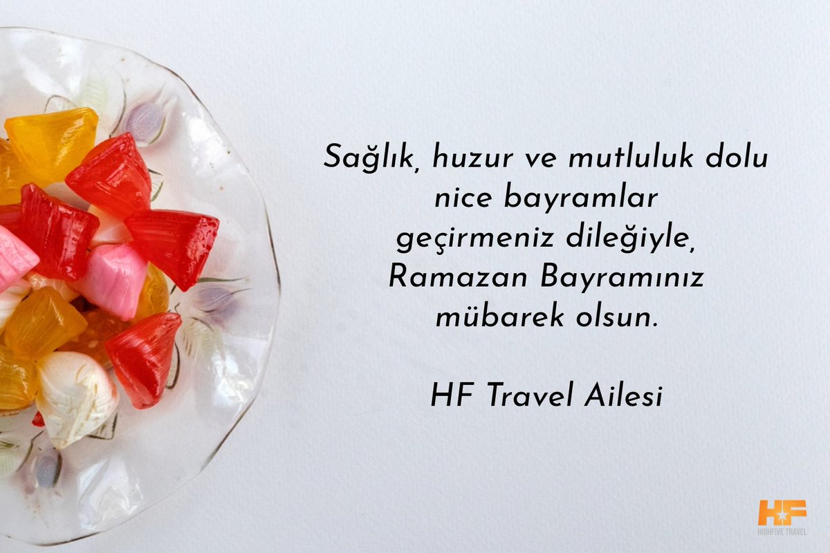 Sağlık, huzur ve mutluluk dolu nice bayramlar geçirmeniz dileğiyle, Ramazan Bayramınız mübarek olsun.

HF Travel Ailesi

#RamazanBayramı #İyiBayramlar #MutluBayramlar