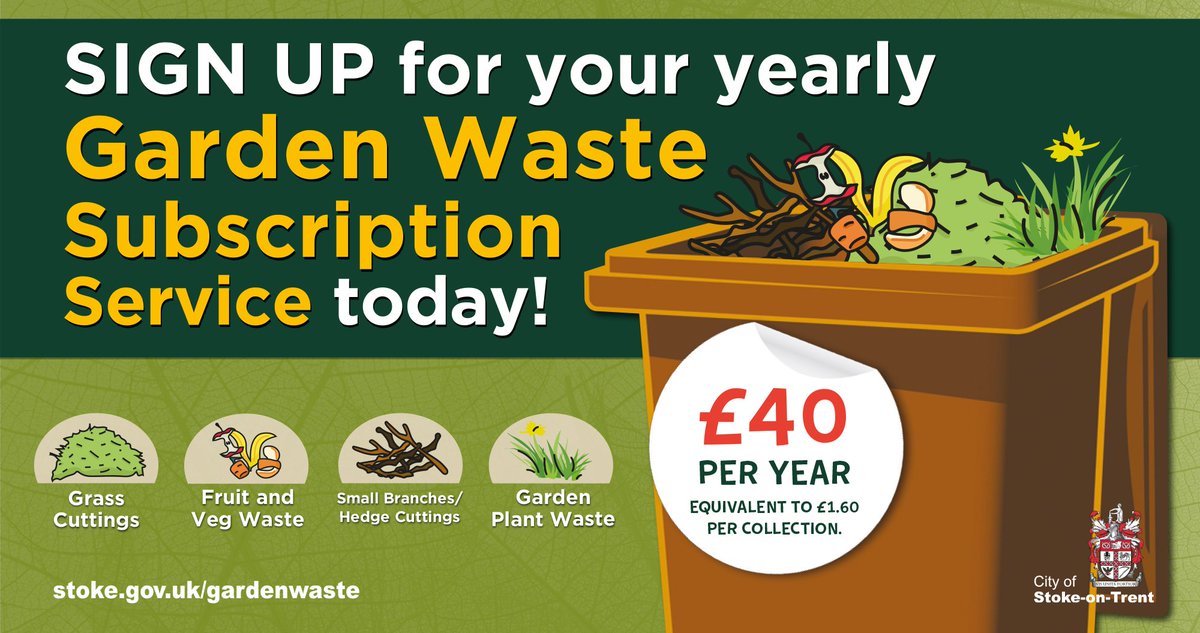 🚛Want your organic waste collected all year round? For just £40 per year, or the equivalent of £1.60 per collection you can have your organic waste collected. 📅Collections schedules are now live on - stoke.gov.uk/mybinday 👉Go to: stoke.gov.uk/gardenwaste