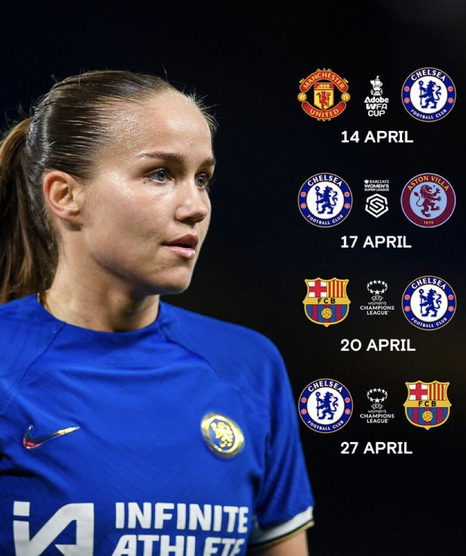 Here’s how April is shaping up 
@BarclaysWSL @UWCL 
#CFCW