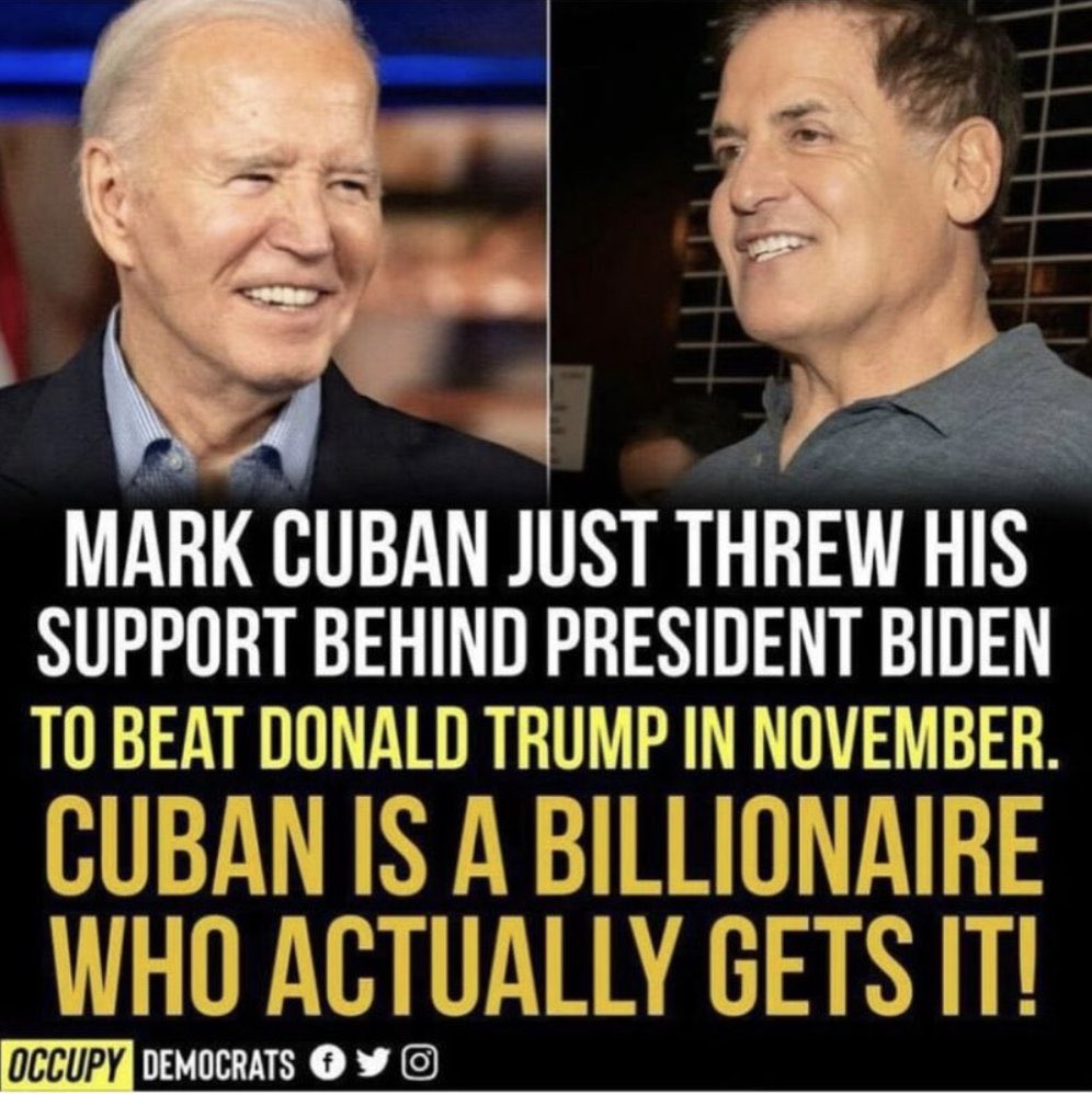 Not only Mark Hamill but Mark Cuban has also announced he will be supporting President Biden over Donald Trump.
