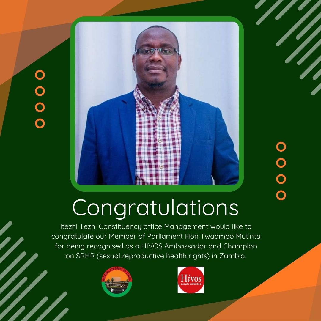 Thanks @hivosrosa for nominating me as your Champion . We are ready to champion the agenda of promoting #genderequality and promoting #humanrights in Zambia and beyond.#ENDGBV