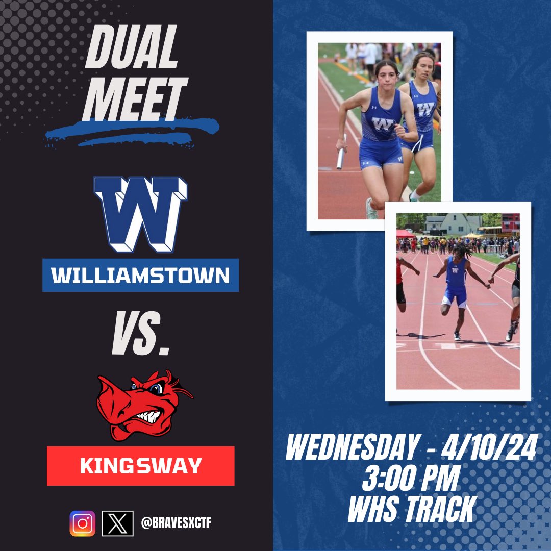 🚨MEET DAY🚨

Huge conference meet this afternoon against Kingsway. Come out and support!