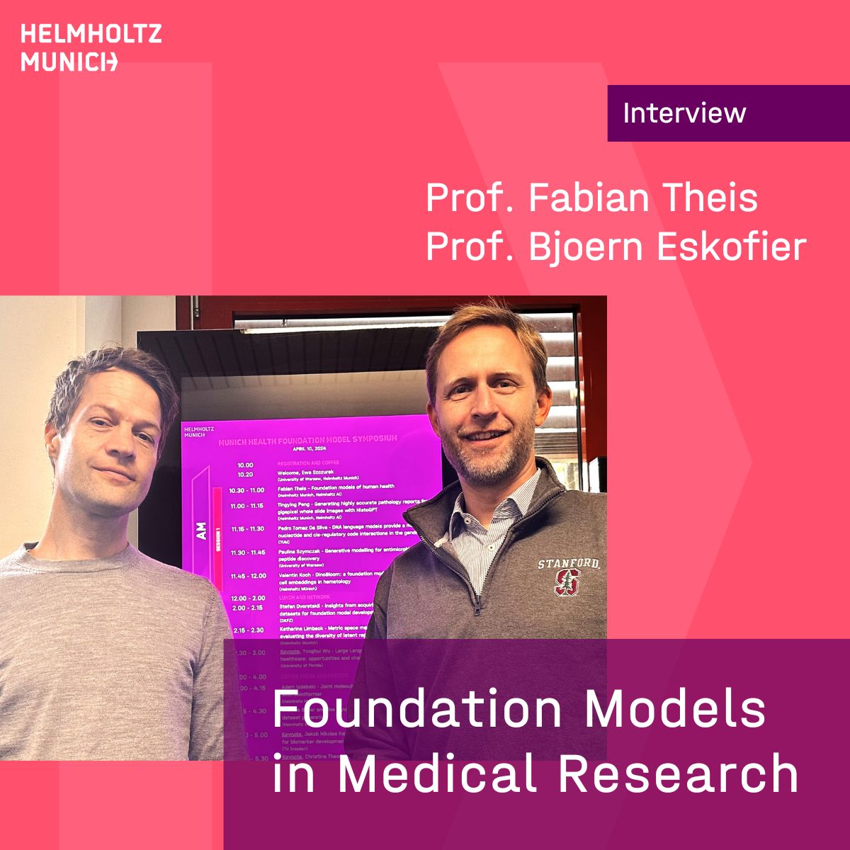Today the 1st Munich #Health Foundation Model Symposium takes place. 👉Check out the #interview with #HelmholtzMunich experts @fabian_theis & @BjoernEskofier about #Foundation #Models in Medical Research: 🎙️t1p.de/6yawm
