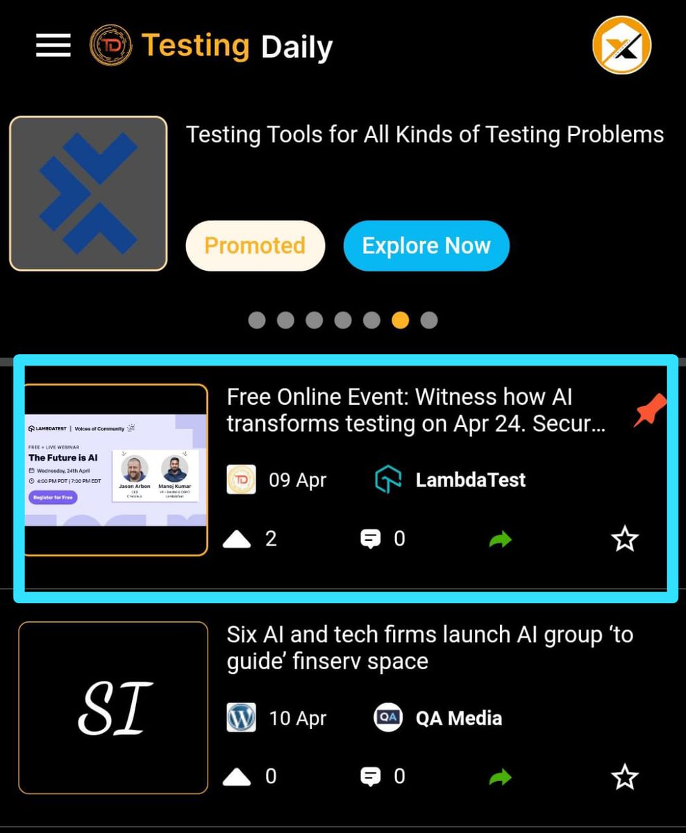 Free Online Event: Witness how AI transforms testing on Apr 24. from @lambdatesting at #testingdaily
lambdatest.com/lp/the-future-…

#freeevent #lambdatest #testingdaily