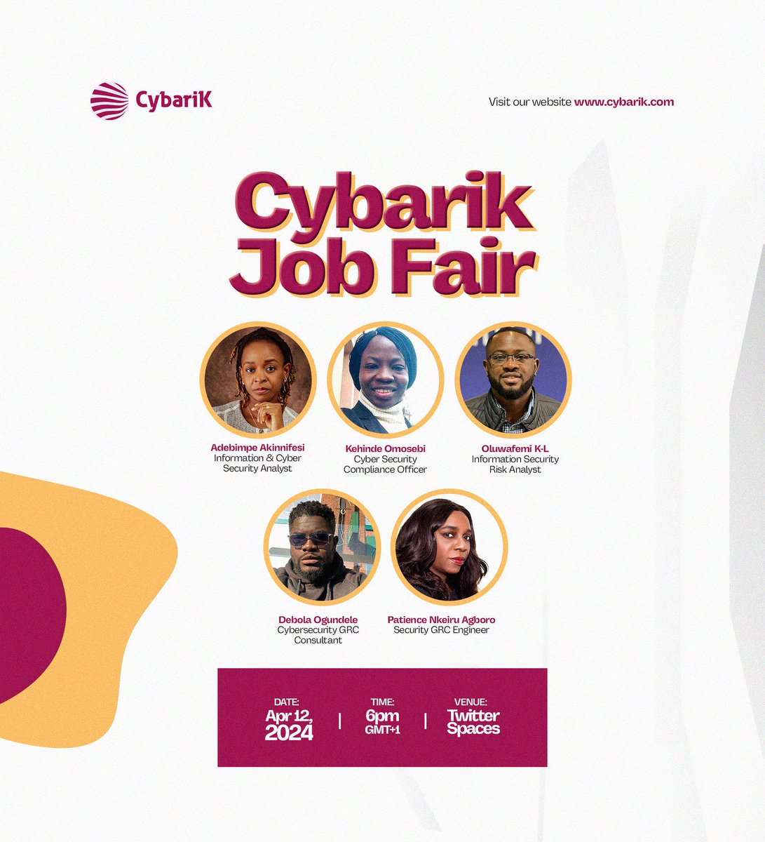 If you are looking to start a career in GRC, set your reminder for Cybarik Job Fair 2.0. Our speakers are solid ✨

x.com/i/spaces/1eaJb…