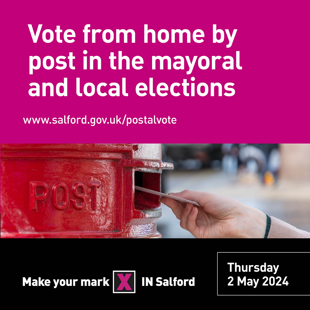 Only one week to go until the deadline to sign up for postal voting. Make sure you have your say by voting in the mayoral and local elections on Thurs 2 May. See the election website to know more #LocalElections #GMElects