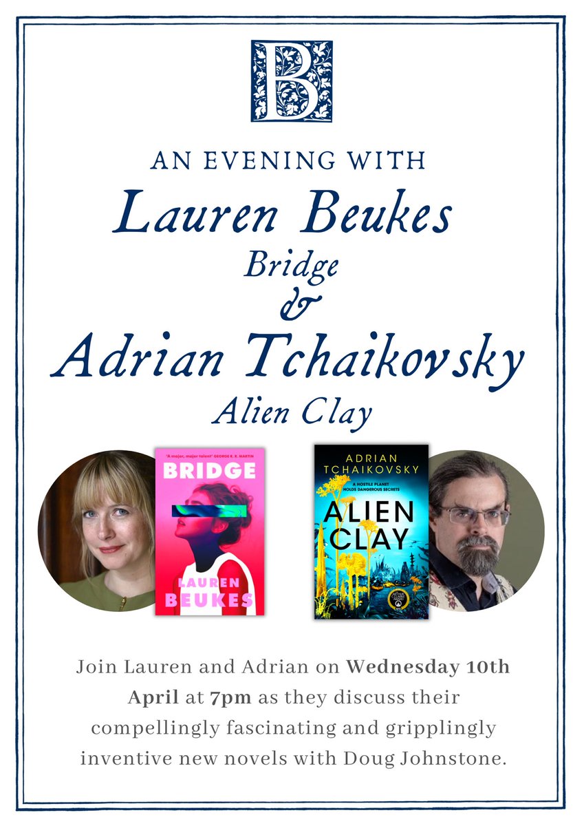 Join @laurenbeukes and @aptshadow at the shop tonight (7pm) as they chat all about about their highly anticipated and thought-provoking novels with @doug_johnstone, book here- eventbrite.co.uk/e/lauren-beuke…