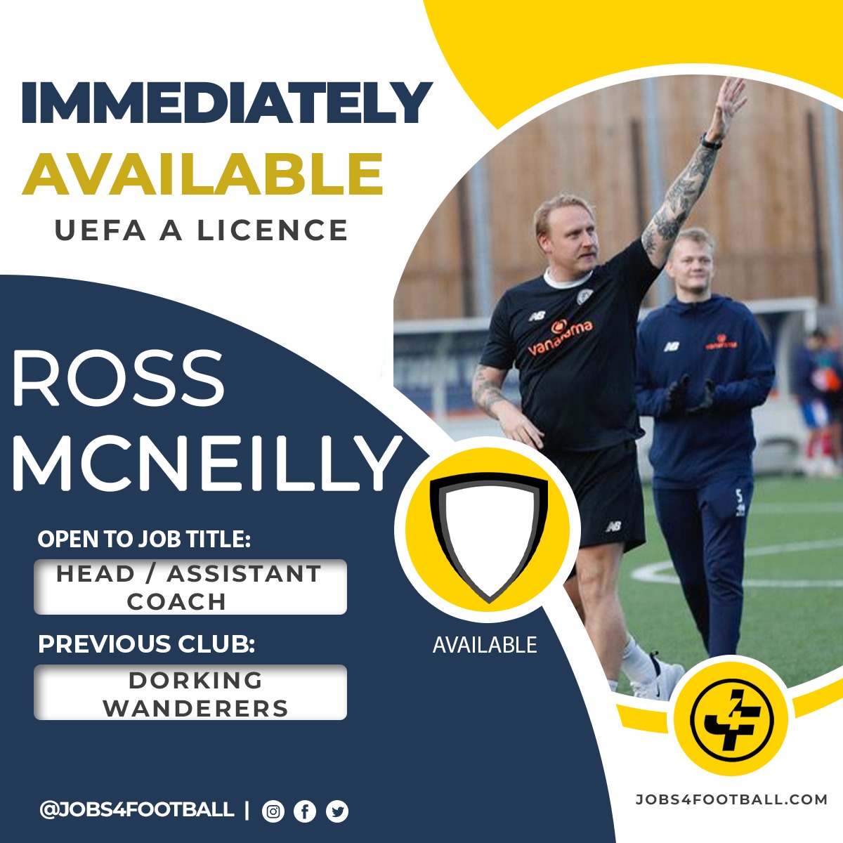 ✨️Immediately Available ✨️ ⚽️ @R_Mc1901 📃 UEFA A / FA Youth Module 3 /FA Tutor 📍 Based in UK - Open to relocate Ross McNeilly boasts an impressive career in coaching, demonstrating a keen focus on player development and team leadership. With a background in education and…