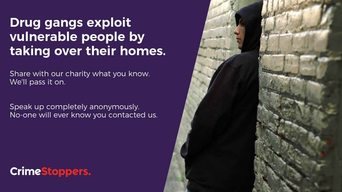 Young people are being exploited by gangs involved in drug crime. Know or suspect it's happening near you? Tell our charity, 100% anonymously. Click to learn the signs to spot: bit.ly/2YlRjT4