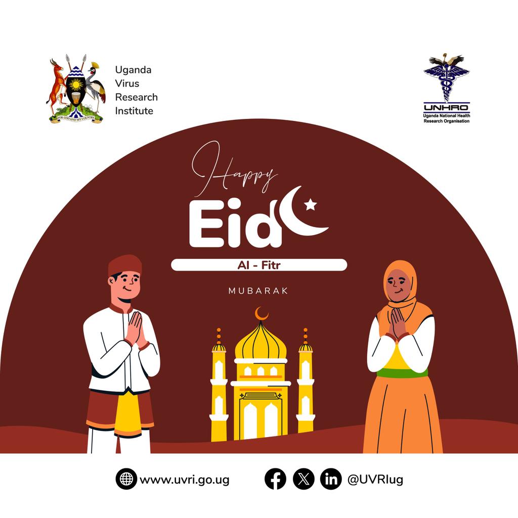 #EidMubarak to all our Muslim brothers and sisters.

May this season bring great joy to our hearts, homes and may we reap the reward of prayers made.

#EidAlFitr from us at <a href="/UVRIug/">UVRI</a>