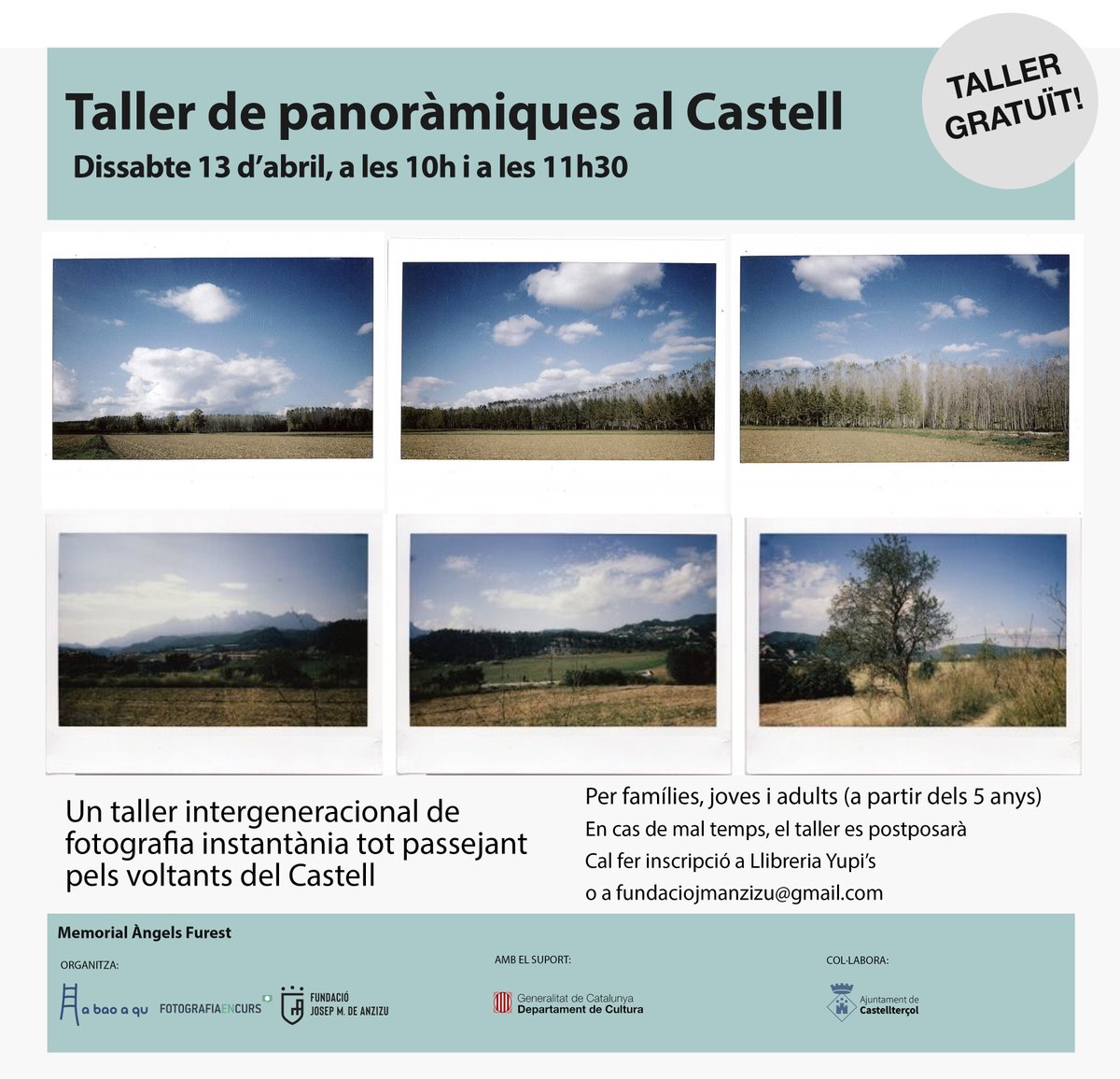 📣Dissabte 13 d’abril al matí, vine a conèixer els entorns del Castell de Castellterçol en un taller intergeneracional de fotografia instantània! Tot passejant pels voltants del Castell i inspirats per fotografies de fotògrafes, crearem panoràmiques amb càmera Instax. 📷