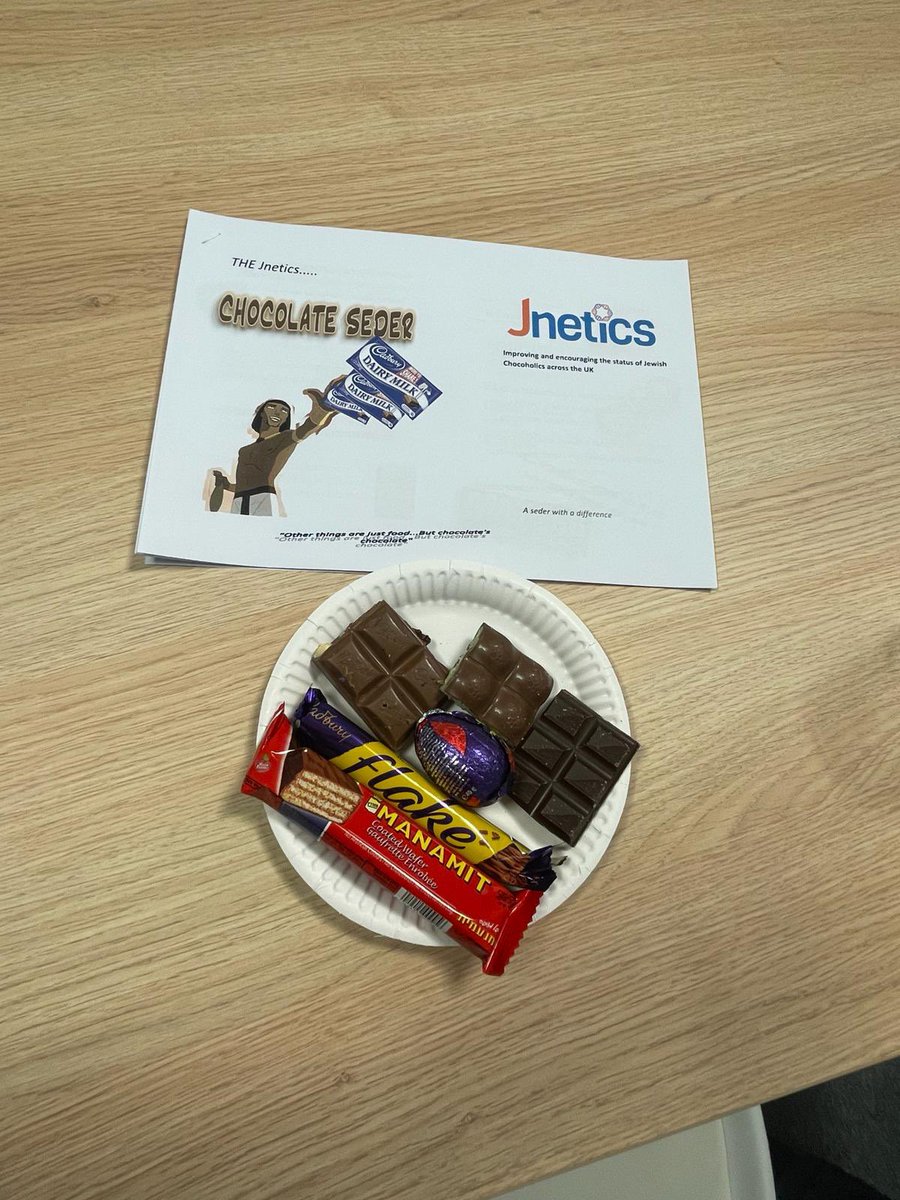 In preparation for Pesach, yesterday team Jnetics took part in our very first chocolate Seder hosted by our Fundraising Manager Emma Bergen. Thank you to @fzy for Haggadah 🍫 #pesach #seder #chocolate #chocolateseder