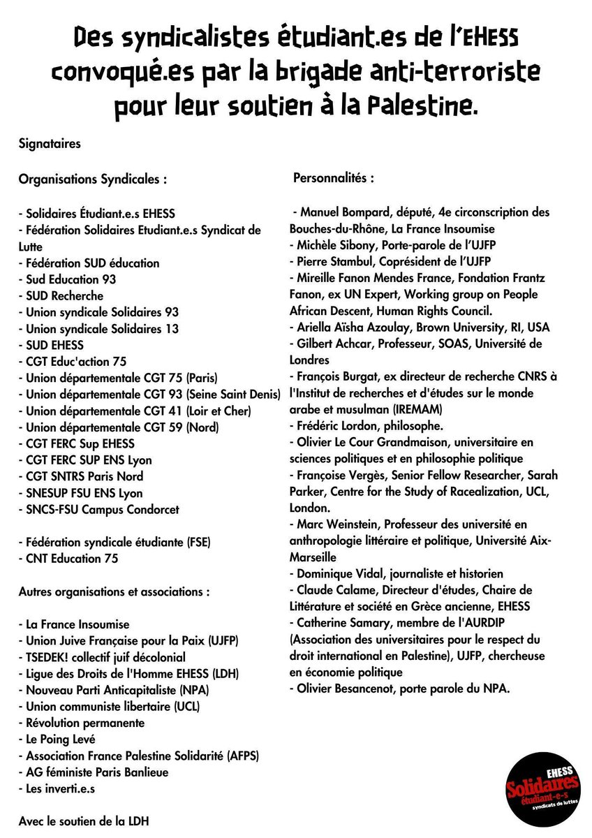 Solidaires etudiant.e.s EHESS tweet media