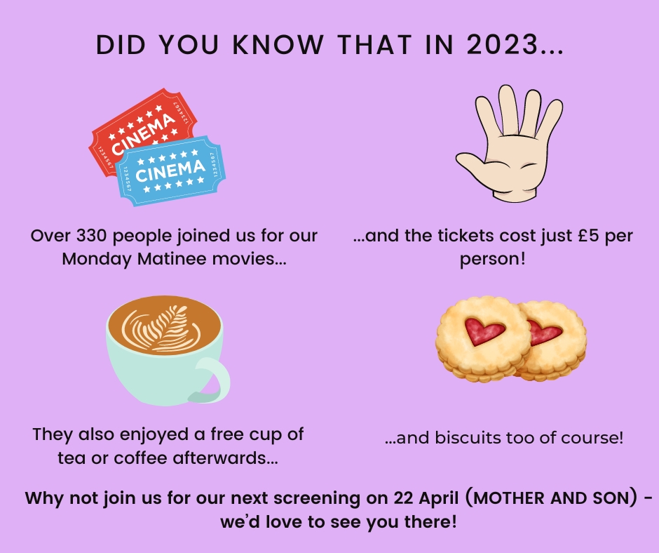 JOIN US FOR A MONDAY MATINEE MOVIE! Free on Monday afternoons? Interested in film...and biscuits? Come along to our next matinee screening (MOTHER AND SON) on 22 April at 2pm! artscentre.je/whats-on/mothe…