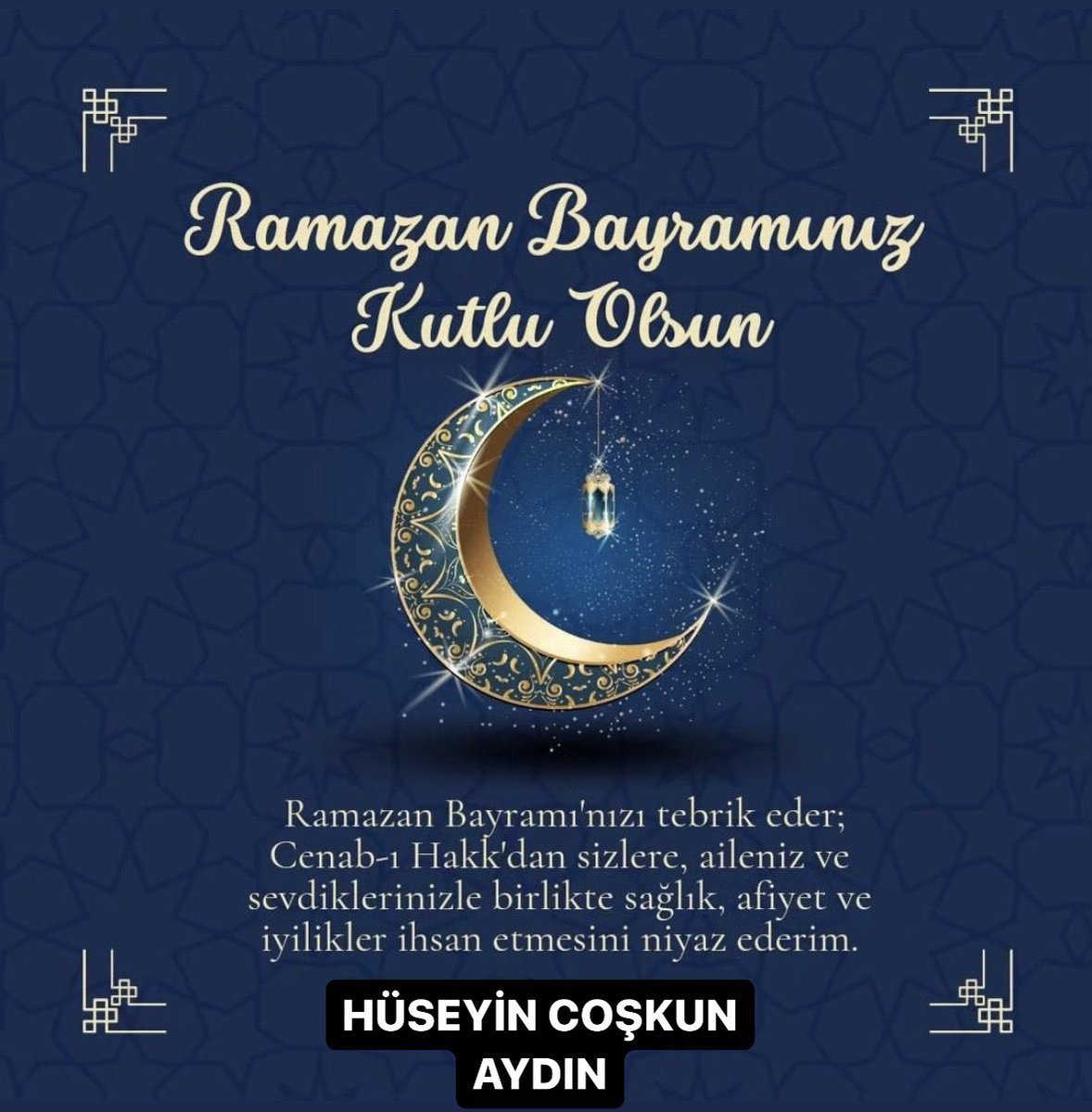 Ramazan Bayramınızı en kalbi duygularımla kutlar, ailenizle ve sevdiklerinizle birlikte sağlıklı ve huzurlu bir Bayram geçirmenizi dilerim.

Hüseyin Coşkun Aydın