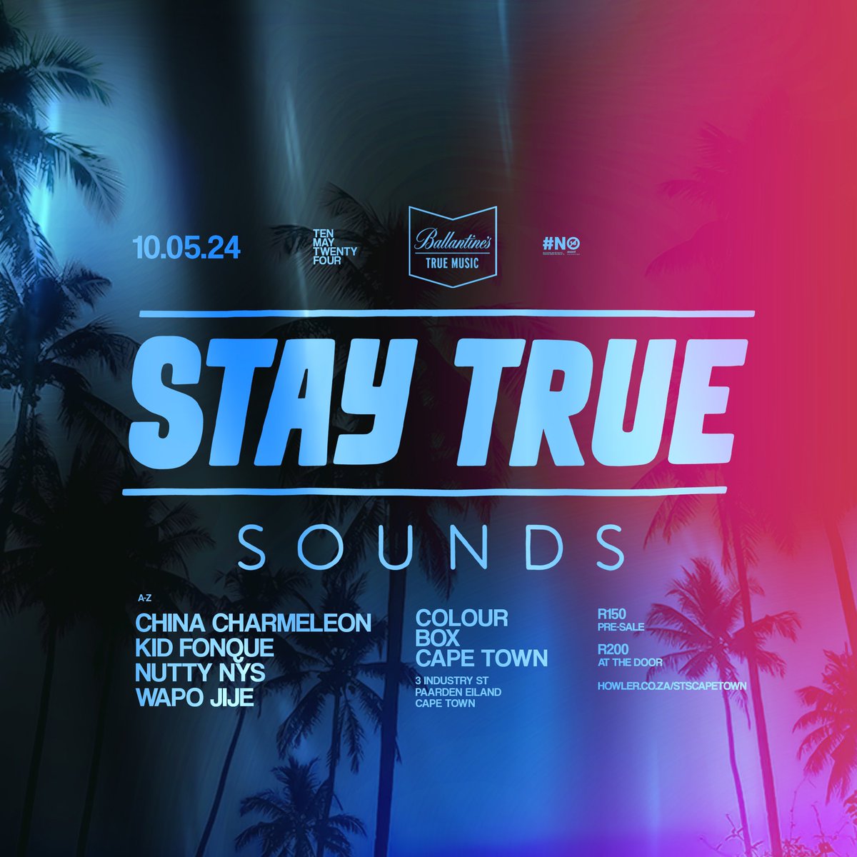 🌅Cape Town buckle up, Stay True Sounds is headed to #Colorbox with @china_charmeleon , @nuttynys @wapojije and label boss @kidfonque 🎚️🎧 Tickets 🎫 tinyurl.com/sz3vr693 #deephouse #expensivemusic #staytruesounds