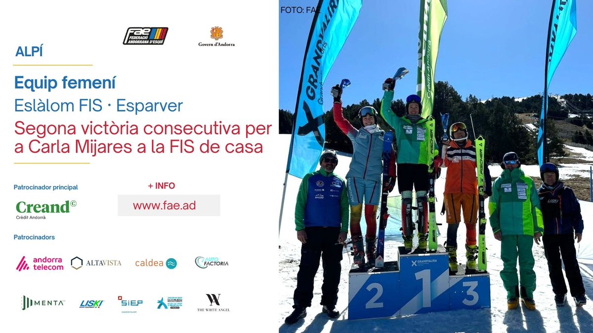ALPÍ · #CarlaMijares guanya també el segon eslàlom FIS de l’#Esparver @grandvalira INFO ✅ fae.ad/index.php?opti…