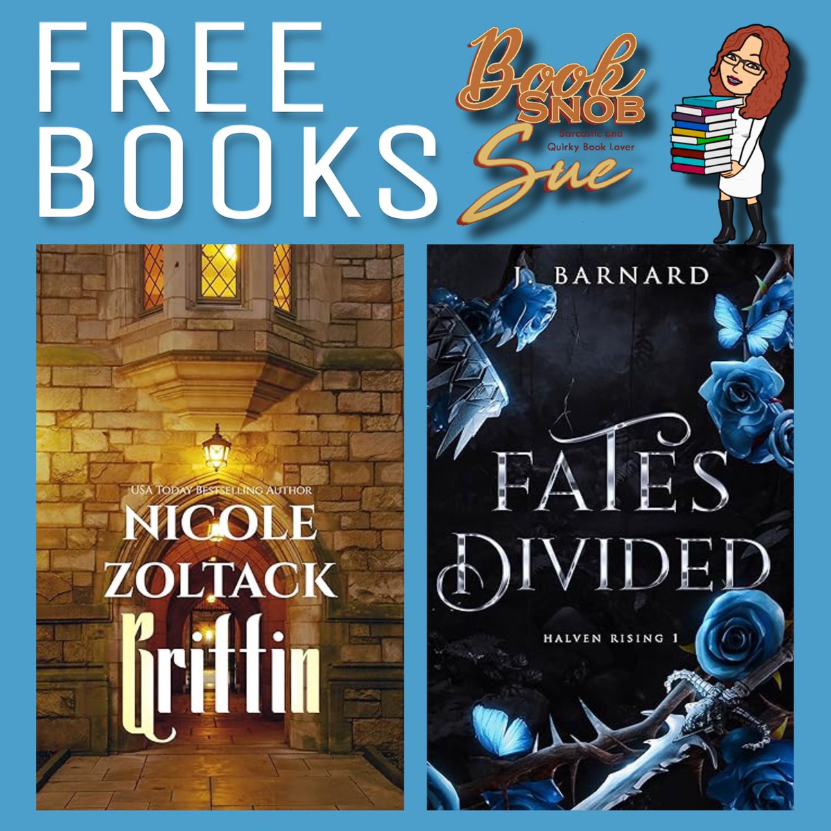 #FreeBooks #LimitedTime #ad Griffin by @NicoleZoltack Monster Hunter Rejected Magical Mates Amazon amzn.to/3xsH7PI B&N Apple Kobo books2read.com/u/3GP20r Fates Divided by J. Barnard Halven Rising Amazon amzn.to/3PX6WOp B&N Apple Kobo books2read.com/u/4jM2kl