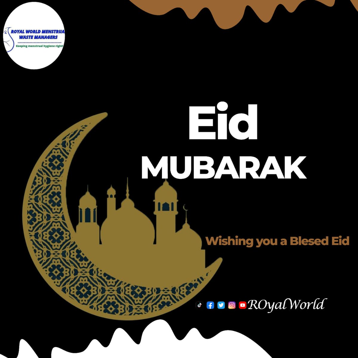 WorldMenstraul's tweet photo. As Ramadan ends,We send warm wishes  to all celebrating Eid al Fitr.May your celebrations be filled with peace, blessings and happiness.
#EidAlFitr 
#Keepingmenstrualhygieneright
#Wastemanagers https://t.co/GVppAnTTjj