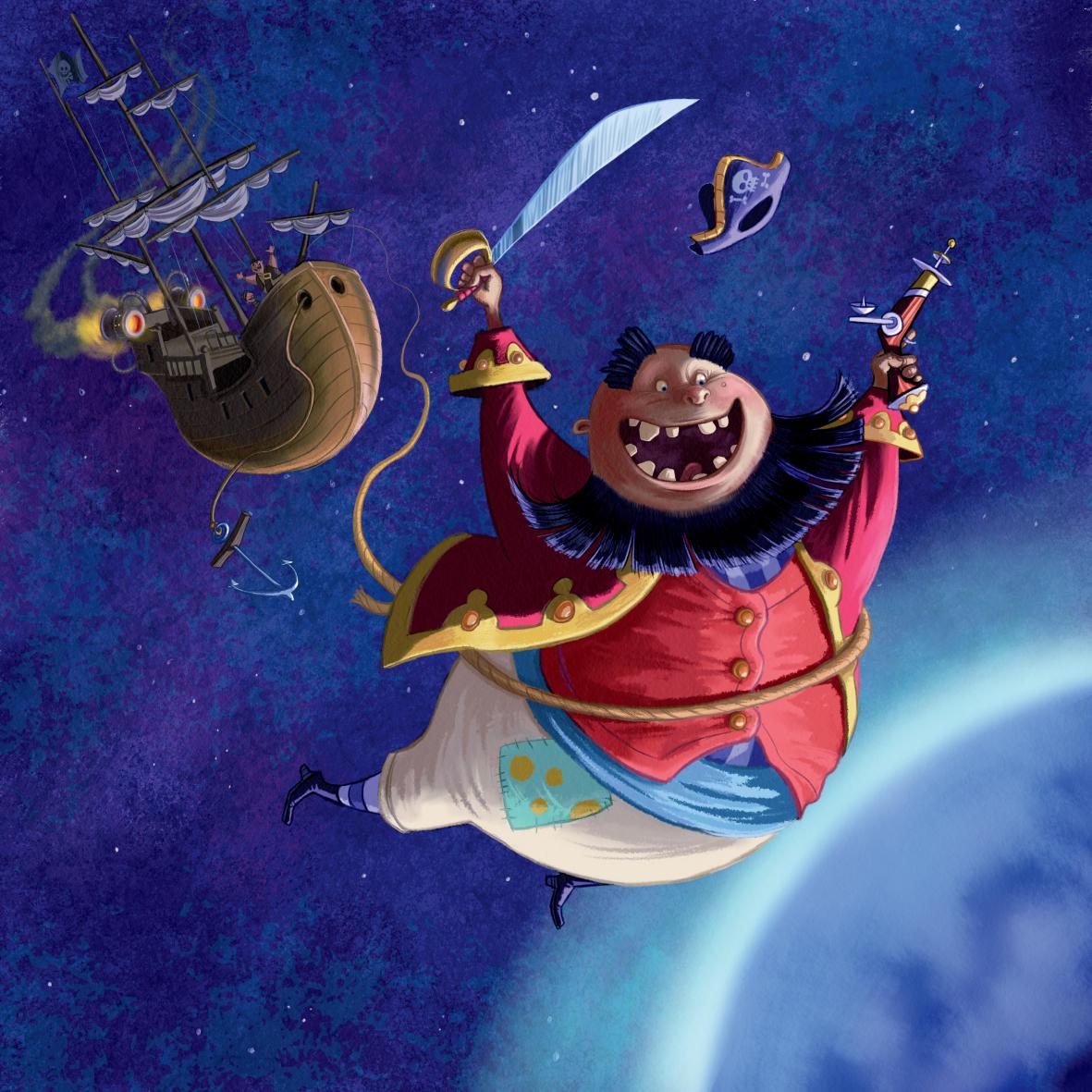 Piratey things in space. #illustration #characters #childrensbooks #kidlitart #picturebooks #artwork #illustrations #pirates #painting catling-art.com